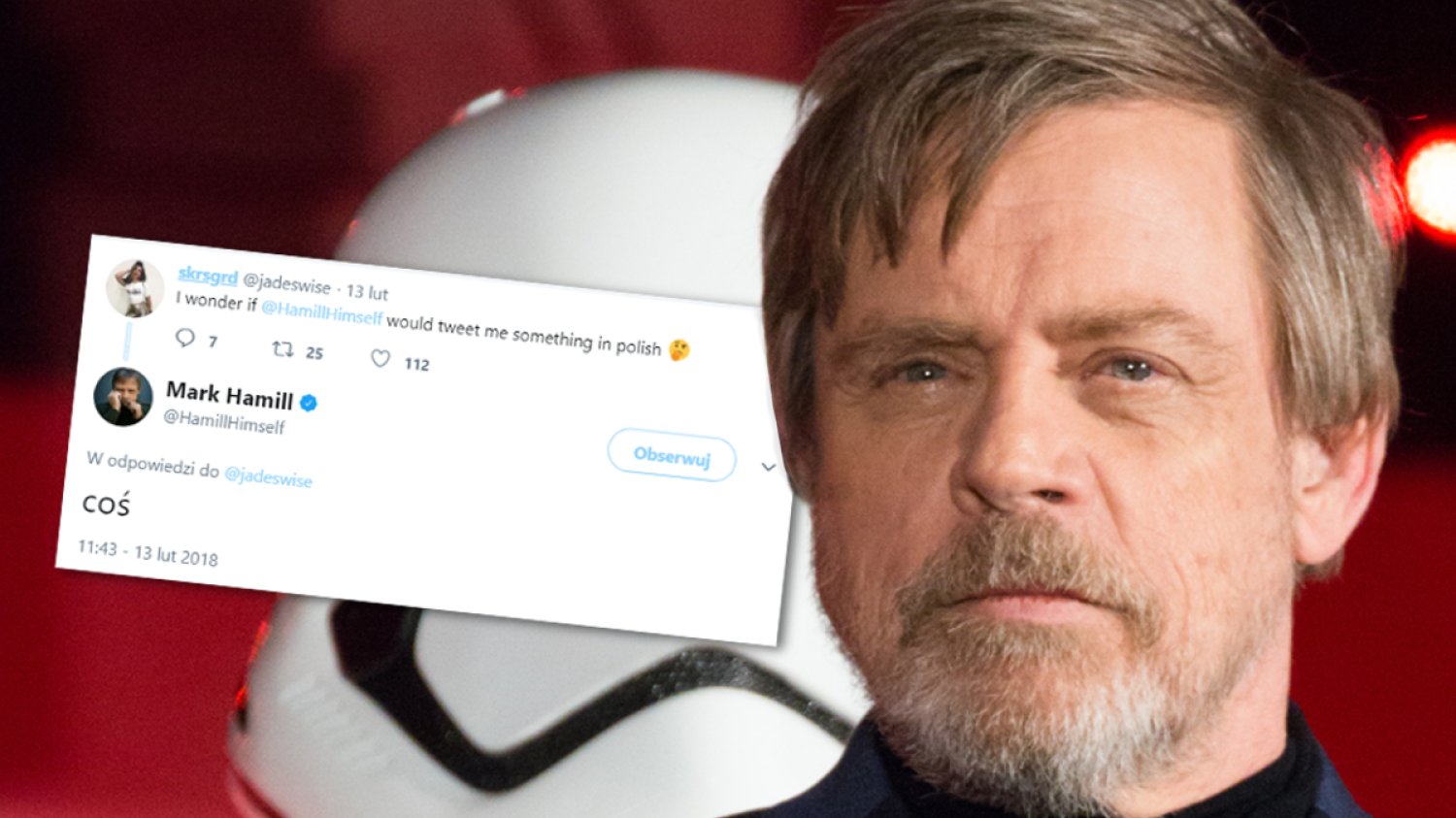 Mark Hamill napisał coś po polsku i udowodnił, że jest prawdziwym Jedi.