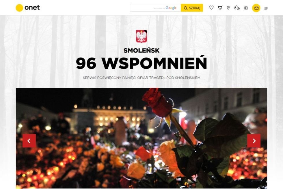 96 wspomnień Onetu to prawdopodobnie  pierwsze normalne przedsięwzięcie rocznicowe w związku z katastrofą smoleńską.