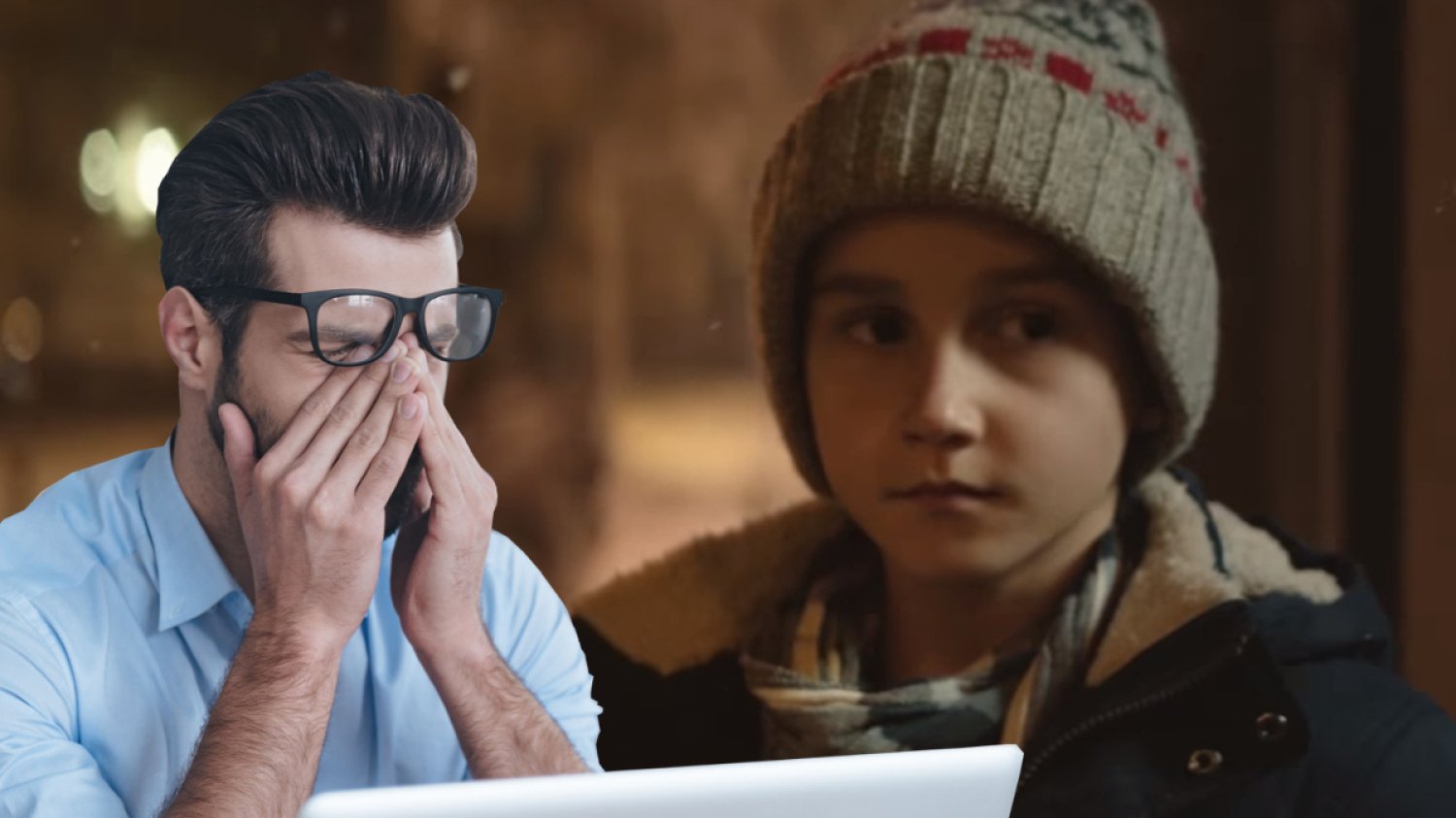 Mężczyzna płacze oglądając świąteczną reklamę Allegro