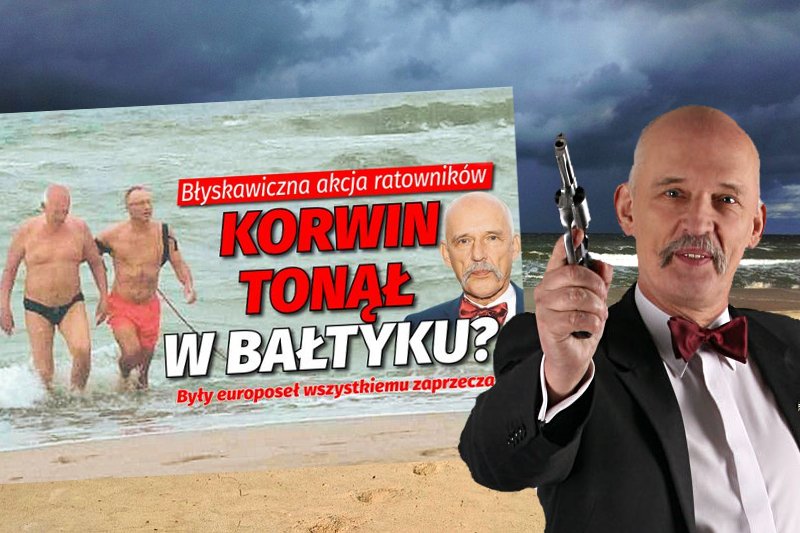 Korwin-Mikke został uratowany przez niewidzialną rękę ratownika.