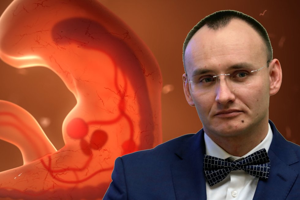 Od prawej: nowy Rzecznik Praw Dziecka Nienarodzonego, dziecko nienarodzone.