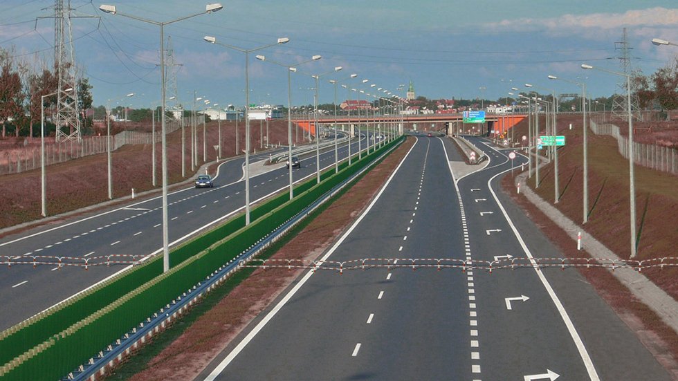 Ogrodzenie na autostradzie A2 w pobliżu węzła Poznań Komorniki