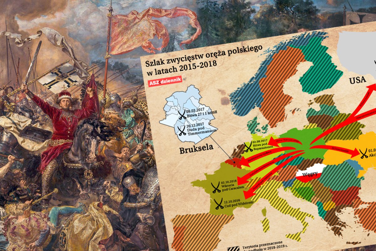Mapa zwycięstw oręża polskiego w latach 2015-2018.