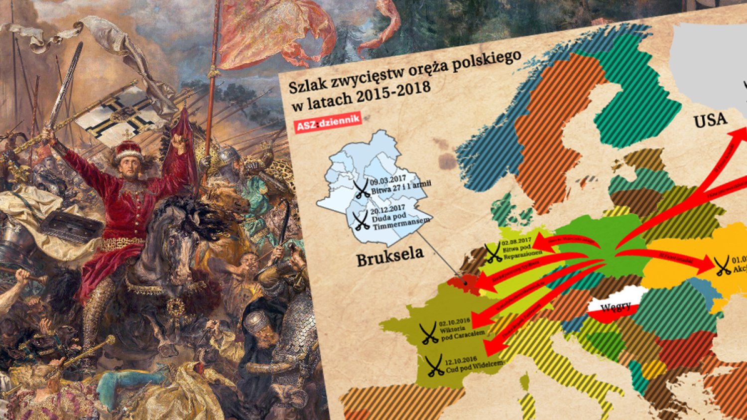 Mapa zwycięstw oręża polskiego w latach 2015-2018.