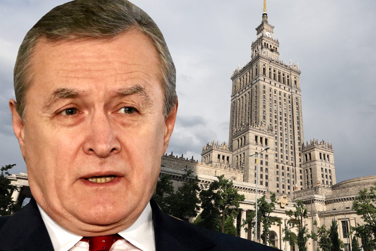 Minister kultury Piotr Gliński i Pałac Kultury i Nauki w Warszawie