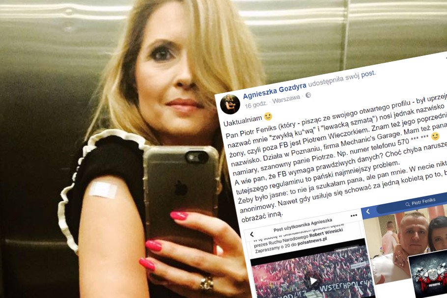 Klęska narodowca Piotra w bitwie pod postem na Facebooku Agnieszki Gozdyry