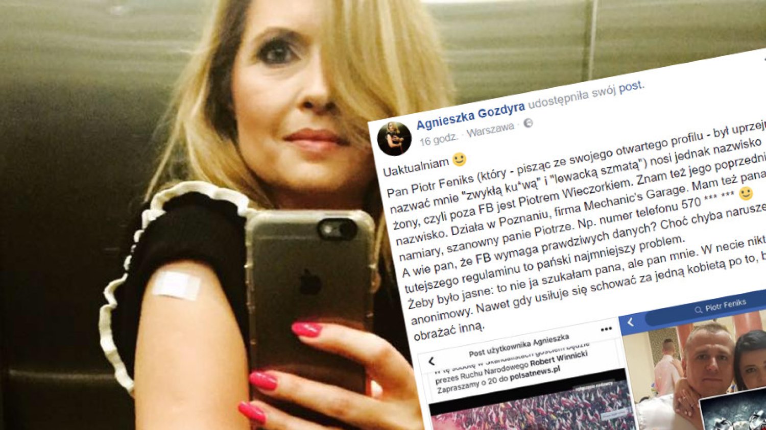 Klęska narodowca Piotra w bitwie pod postem na Facebooku Agnieszki Gozdyry