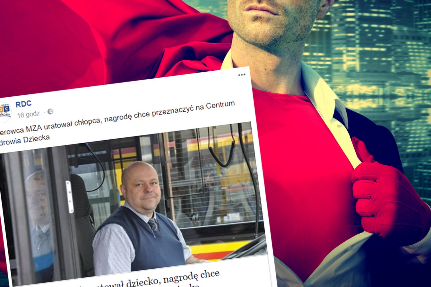 Pan Adam, kierowca autobusu a prywatnie superbohater z Warszawy, uratował chłopca potrąconego przez samochód. Nagrodę od MZA planuje przeznaczyć na Centrum Zdrowia Dziecka.