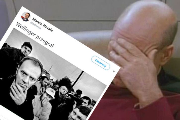 Marcin Horała z memem żenadą roku.