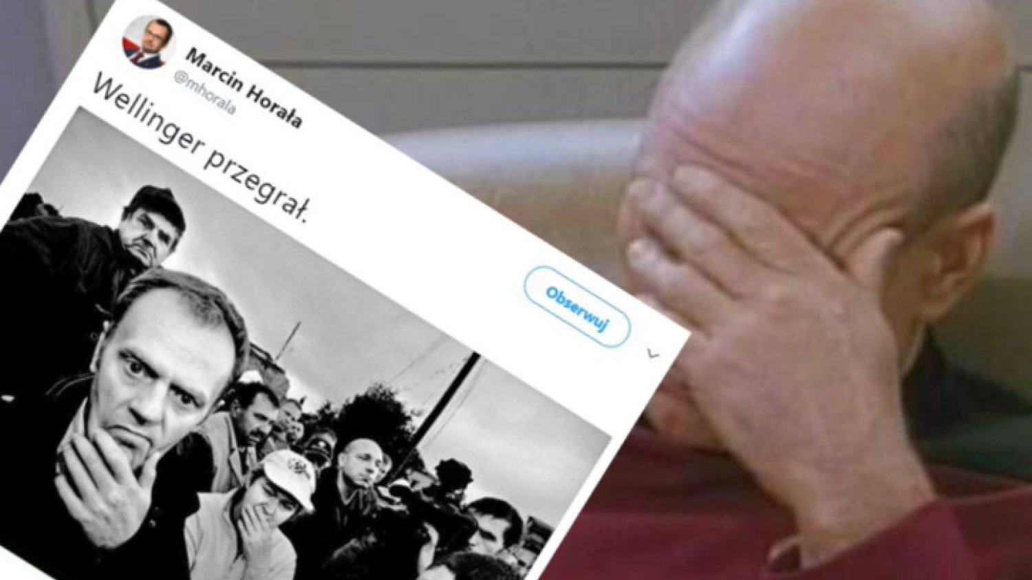 Marcin Horała z memem żenadą roku.