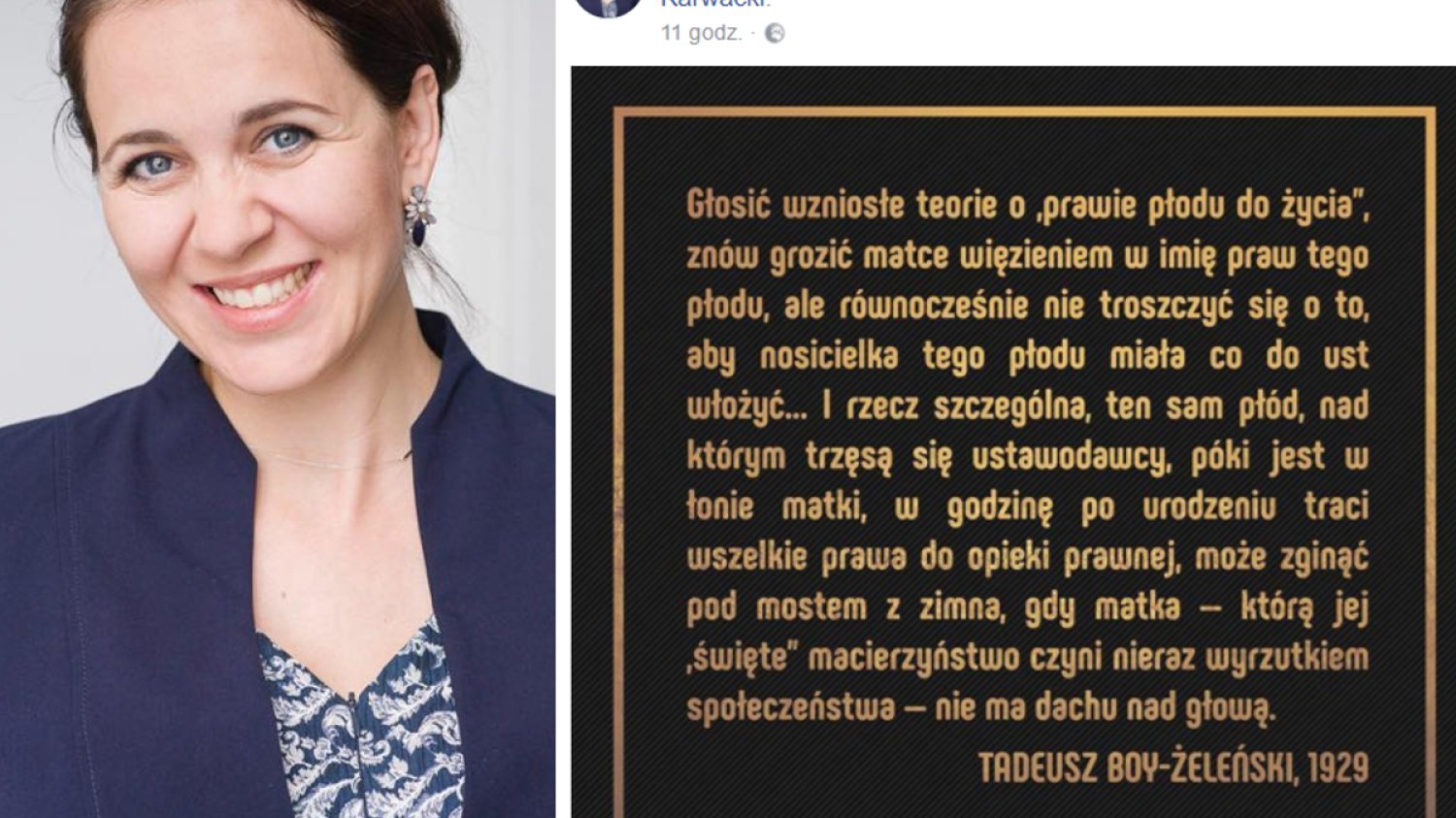 Posłanka Nowoczesnej Kornelia Wróblewska nie głosowała za #RatujmyKobiety, bo wrzucała na FB cytat o prawach kobiet.