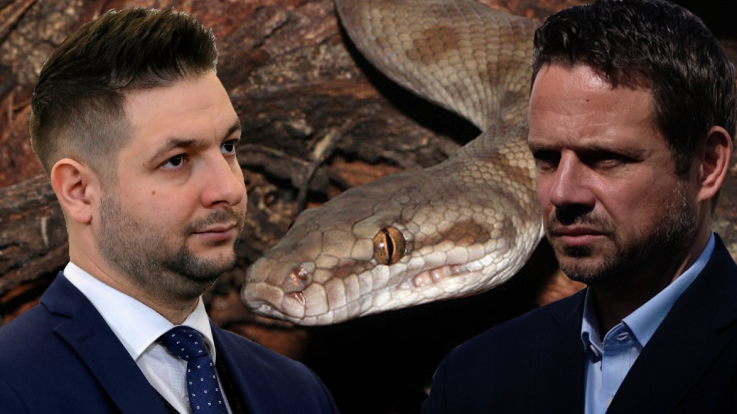 Jaki i Trzaskowski stają do boju z pytonem.