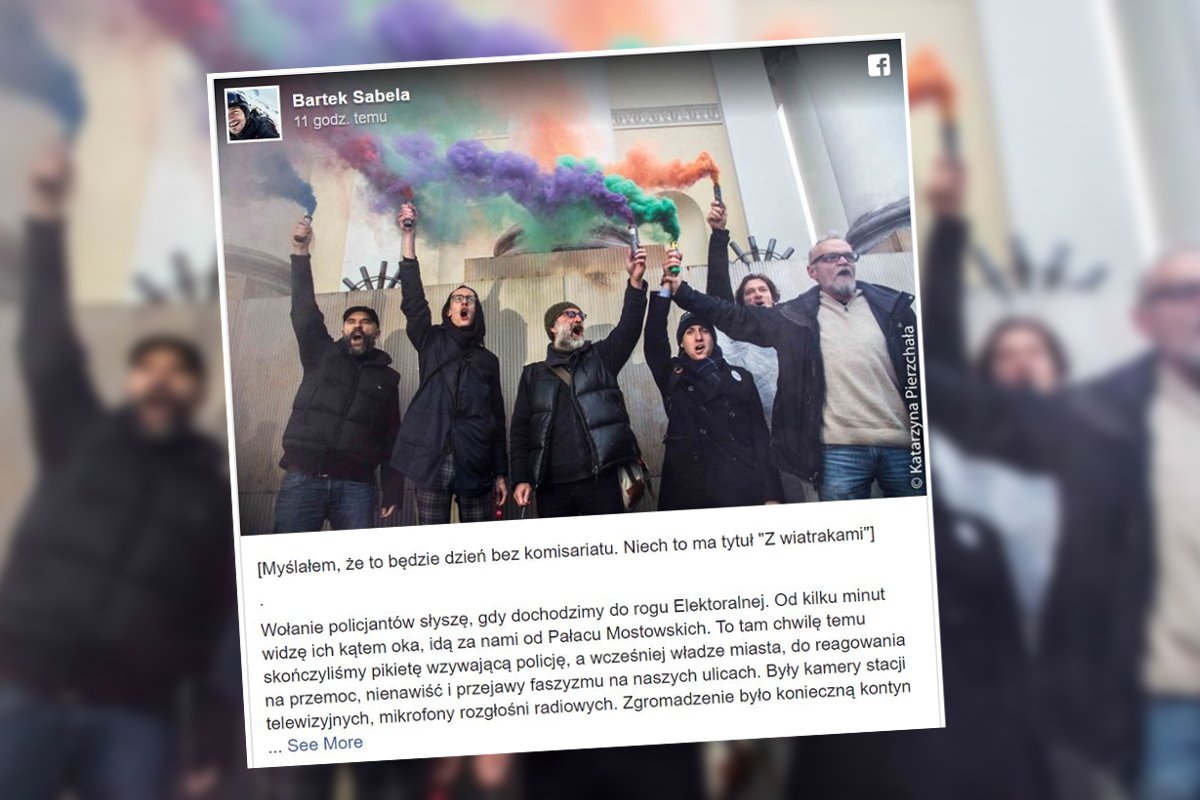 Post Bartka Sabeli na Facebooku o wydarzeniach po Marszu Niepodległości