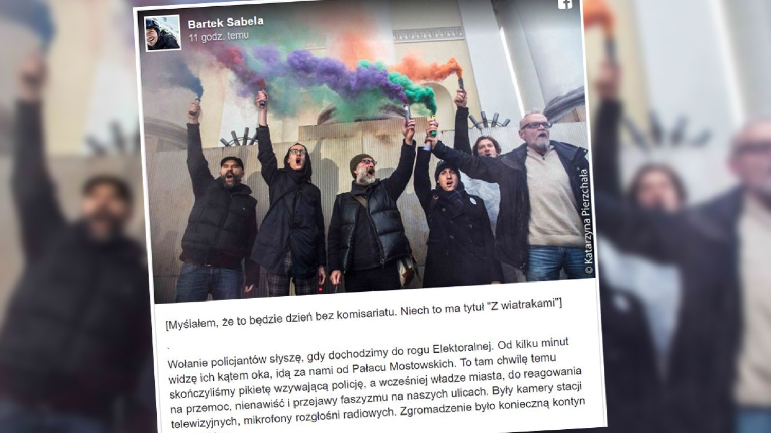 Post Bartka Sabeli na Facebooku o wydarzeniach po Marszu Niepodległości