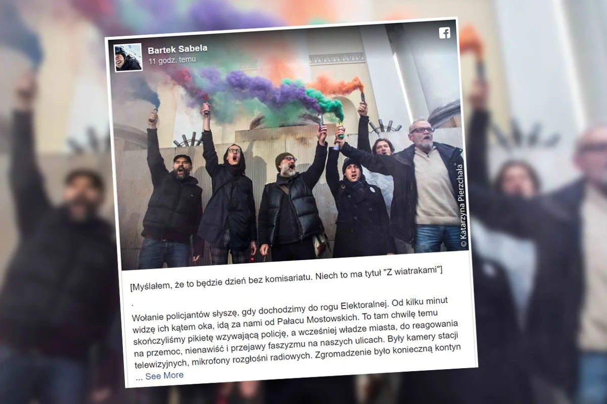 Post Bartka Sabeli na Facebooku o wydarzeniach po Marszu Niepodległości