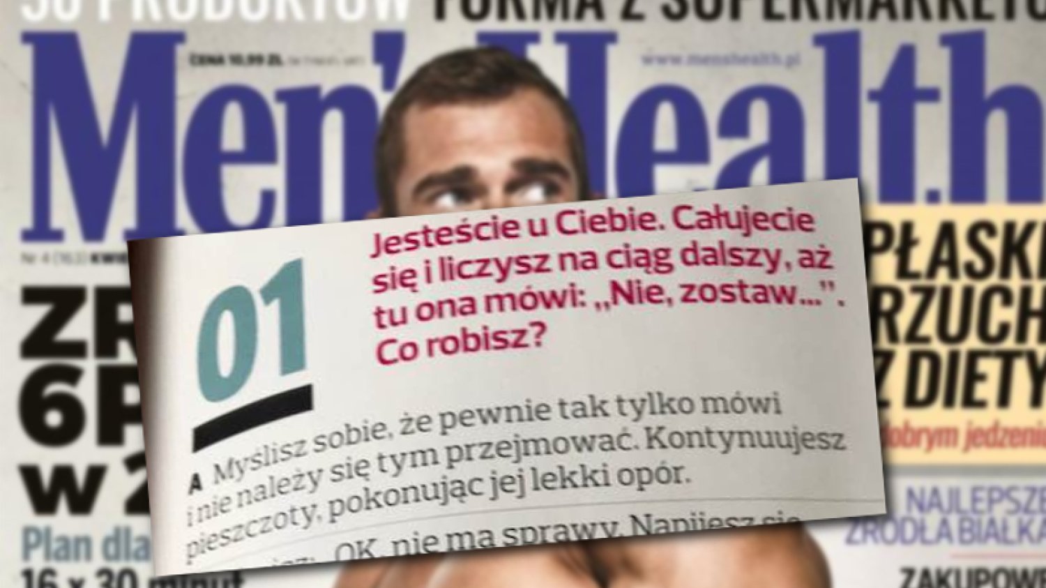 Magazynowi Men's Health udało się napisać tekst przeciwko molestowaniu kobiet, jakby byli za.