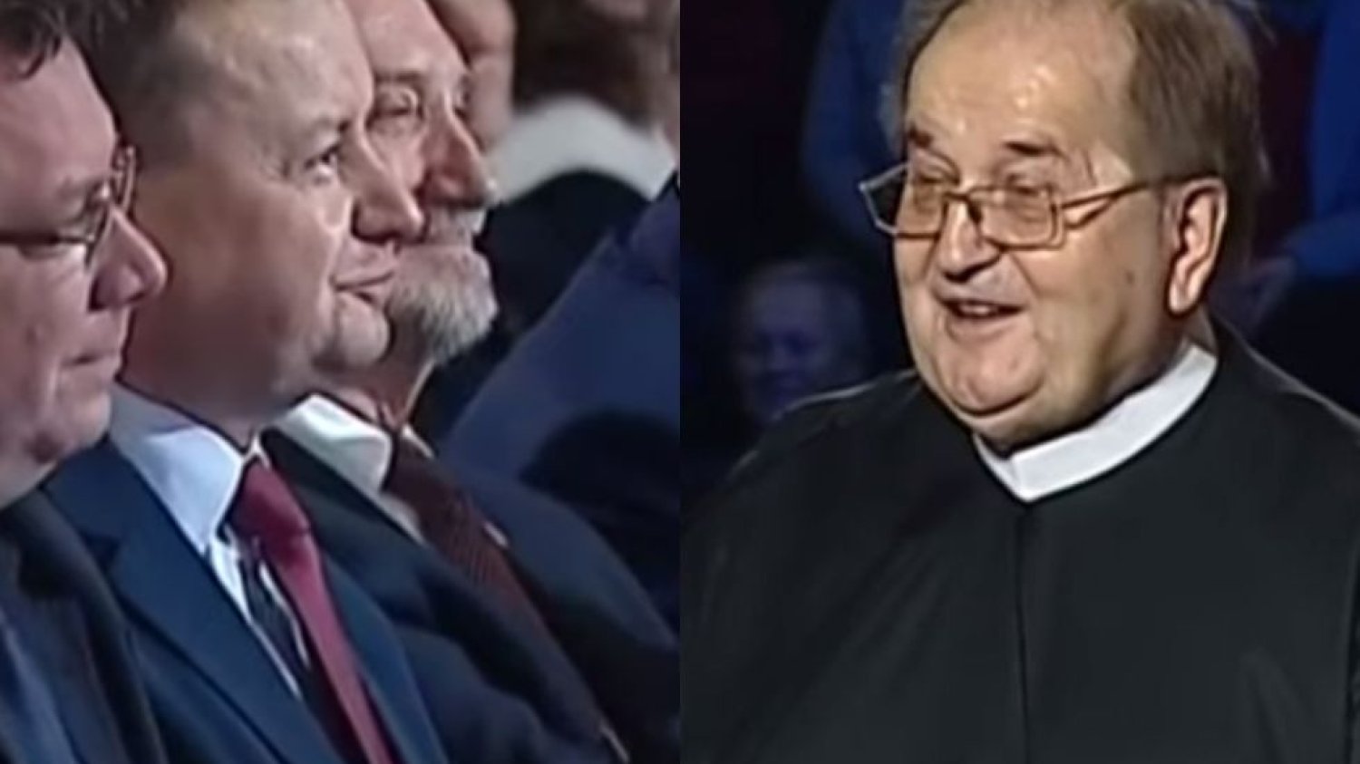 Tak kocha prawica. Mariusz Błaszczak i Antoni Macierewicz pokazali na urodzinach Radia Maryja, jak padać na kolana przed ojcem dyrektorem.